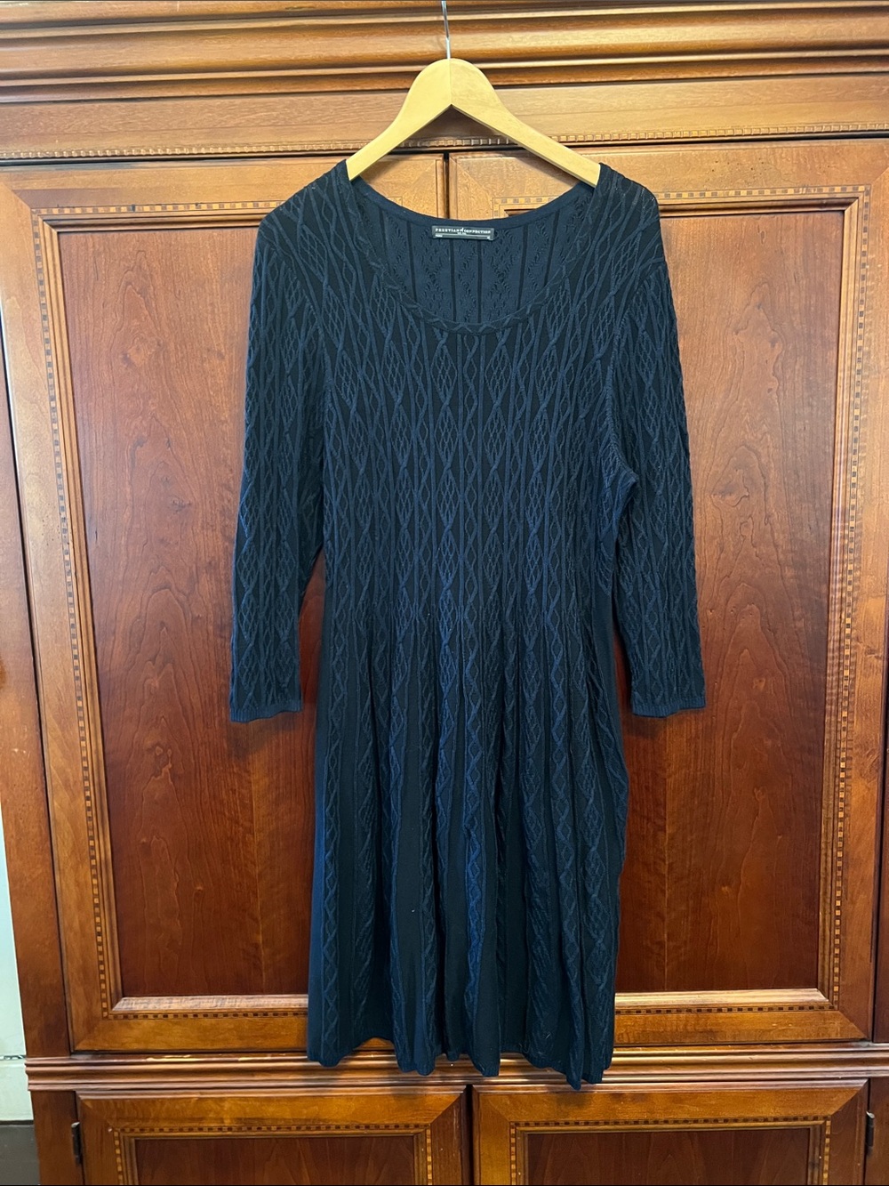 Peruvian Connection Black Textured Knit Long-Sleeve Dress - Picture 1 of 5
